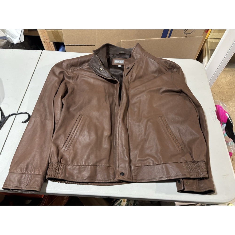 Daniel Cremieux Leather Jacket Mens 2XL Brown Full Zip Bomber Waxed